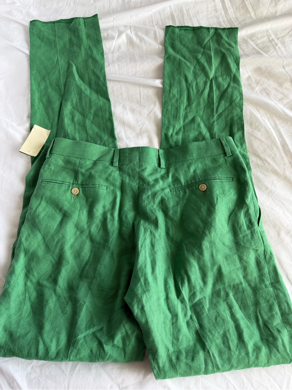 NWT Polo Ralph Lauren Vintage 100% Linen Deadstock Green Pants - Picture 9 of 12